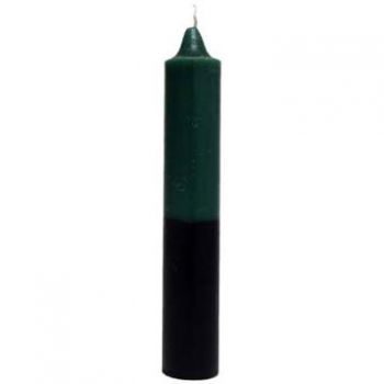 Double Action Jumbo Pillar Candle Black / Green