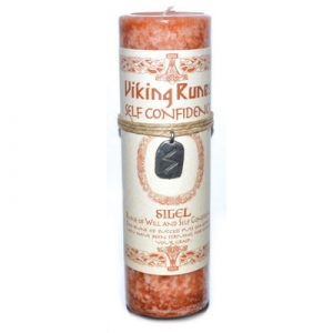 Self Confidence Pillar Candle W/ Sigel Rune Pendent