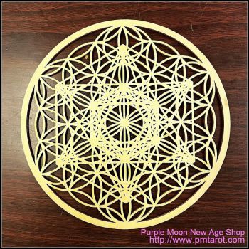Archangel Metatron's Cube w/ Flower of Life Wooden Plate