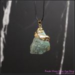 Crystal Pendant - Green Aventurine w/gold gilt Lapis